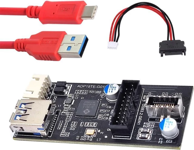 Main image of Xiwai Type-C USB-C & 19/20Pin Header Splitter to USB 3.0 20Pin & Type-E Dual Ports Female PCBA Type Adapter HUB 5Gbps