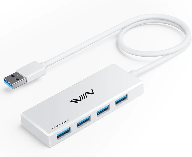 Main image of USB 3.0 Hub,4 Port USB Splitter Extender Portable Adapter Multiport Data Hub for Laptop,Xbox, Flash Drive,HDD,Console,Camera,Keyborad,Mouse Windows,Mac OS PC,Not Designed to Charge Devices-White