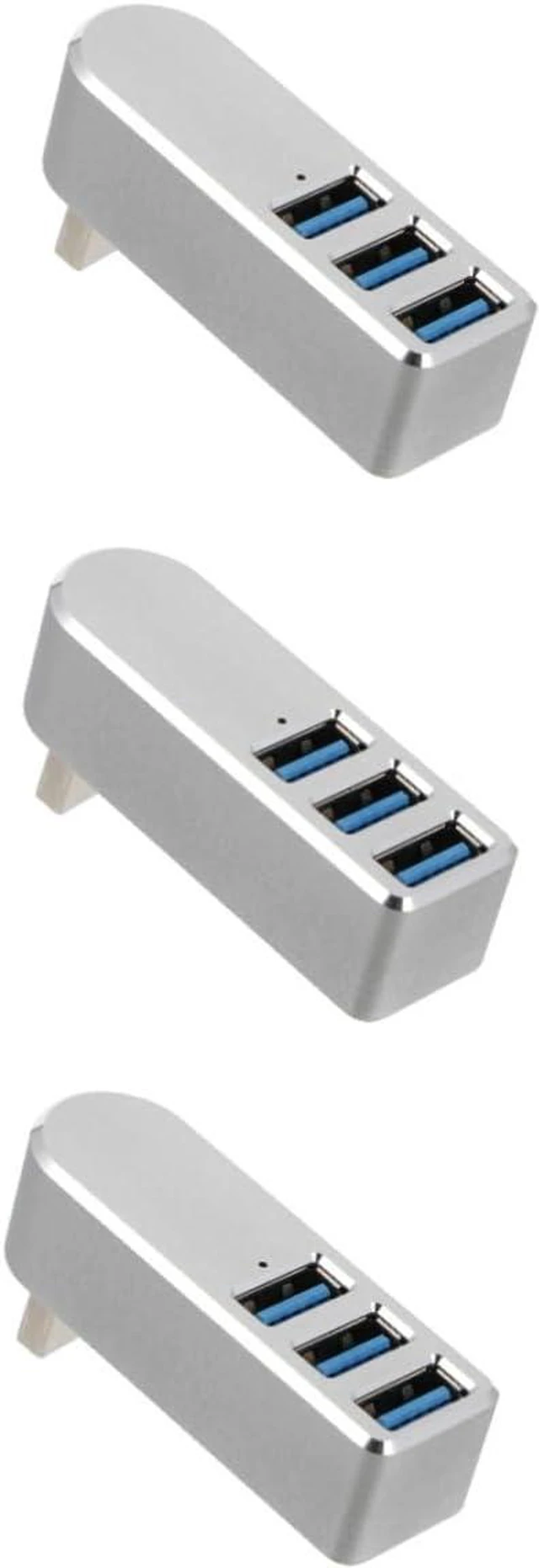 Main image of UKCOCO 3pcs USB Aluminum Alloy Port Data Hub Rotating Design Compact USB Splitter for Laptop and Desktop
