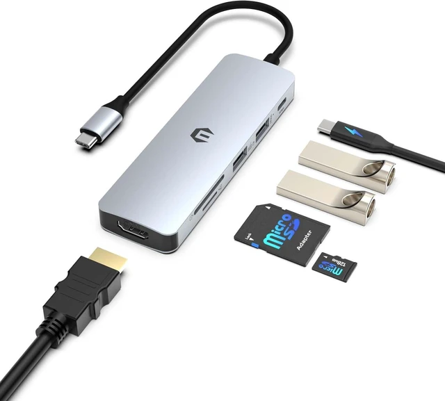 Main image of USB C Hub, TOTU 6 in 1 USB C Adapter for MacBook Air/Pro, 4K Display HDMI Docking Station (USB A 3.0, 100w PD, SD/TF Slot) Type C Splitter