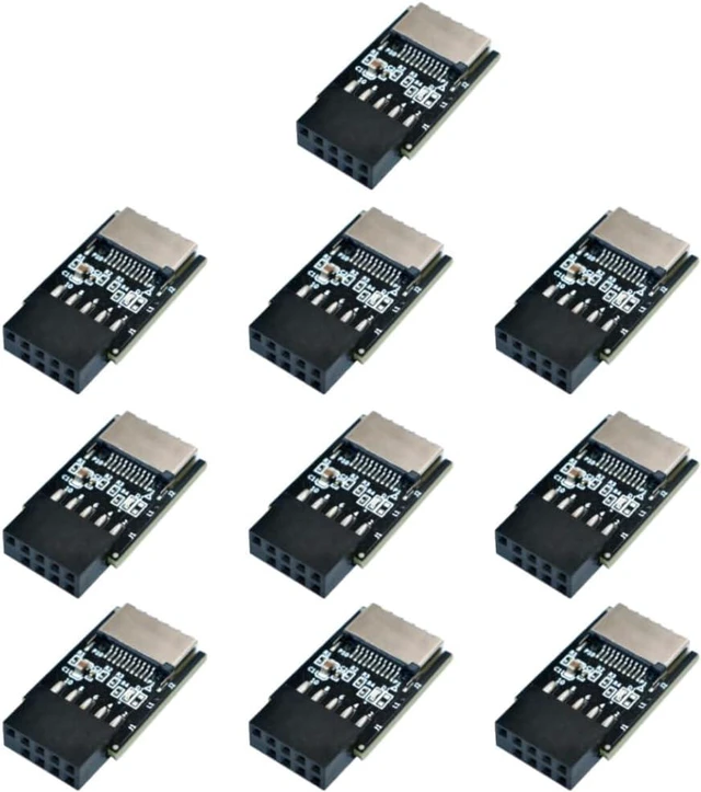 Main image of JMT USB 2.0 9pin Front Panel Header to USB 2.0 Type-E Internal Adapter with 5V Power LED (10Pcs)