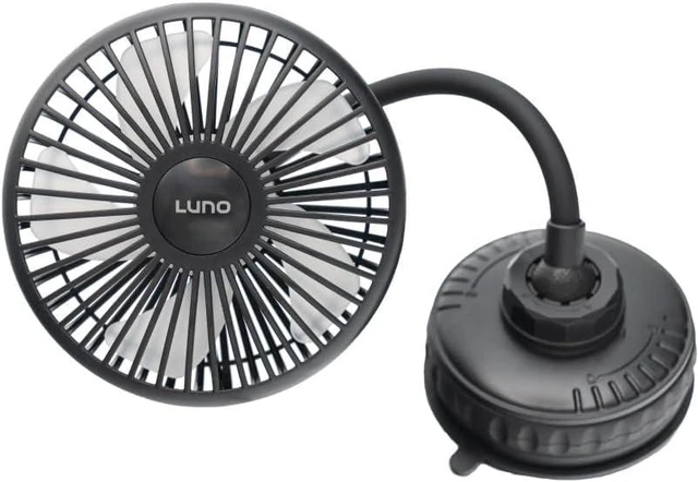 Main image of Luno Car Camping Fan - USB Powered | Reusable Suction Cup Mount | 3 Fan Speeds