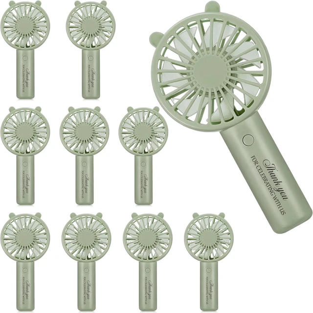 Main image of Glooglitter 10 Pack Mini Portable Fan, Sage Green Handheld Fan USB Small Personal Fan with 3 Speeds Eyelash Fan for Wedding Party Bachelorette Party Favor