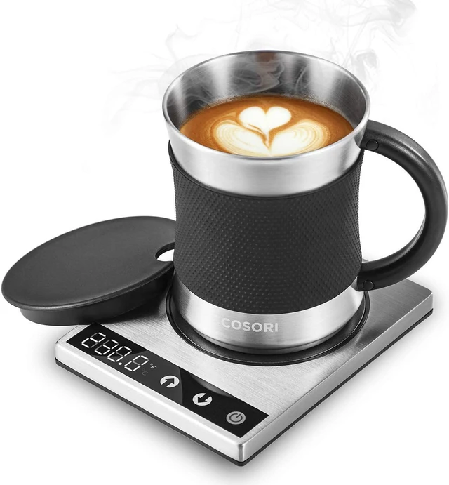 Alt view image 2 of 2 - COSORI Coffee Mug Warmer & Mug Set, Beverage Cup Warmer for Desk Home Office Use, Coffee Gifts, Electric 24 Watt, Touch Tech & LCD Digital Display, 304 Stainless Steel, 17 oz, Mug lid