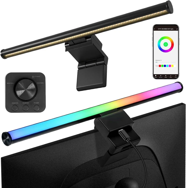 Main image of Hive Vibes 17" Monitor Light Bar with 15 Colors RGB Backlight, Wireless Remote and App Control, 3 Colors Temperature, Stepless Dimming, Eye Care, Anti-Glare Desk Lamp for Home, Office and Gaming