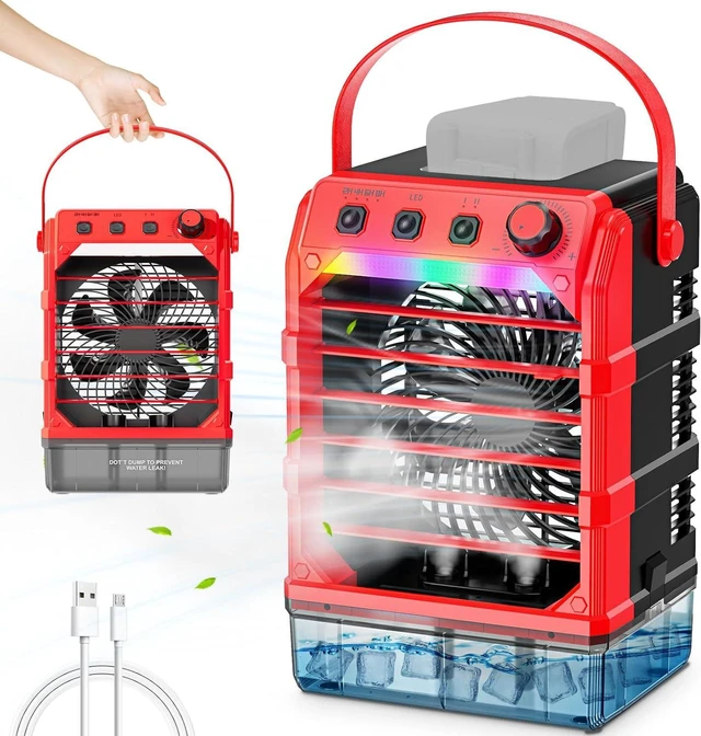 Main image of Portable Misting Fan Compatible for Milwaukee 18V Battery(NO Battery), Water Misting Fan With TYPE C Cable, 1.6L Water Tank, 8H Timer, Variable Wind Speed,LED Light For Jobsite Patio Outdoor
