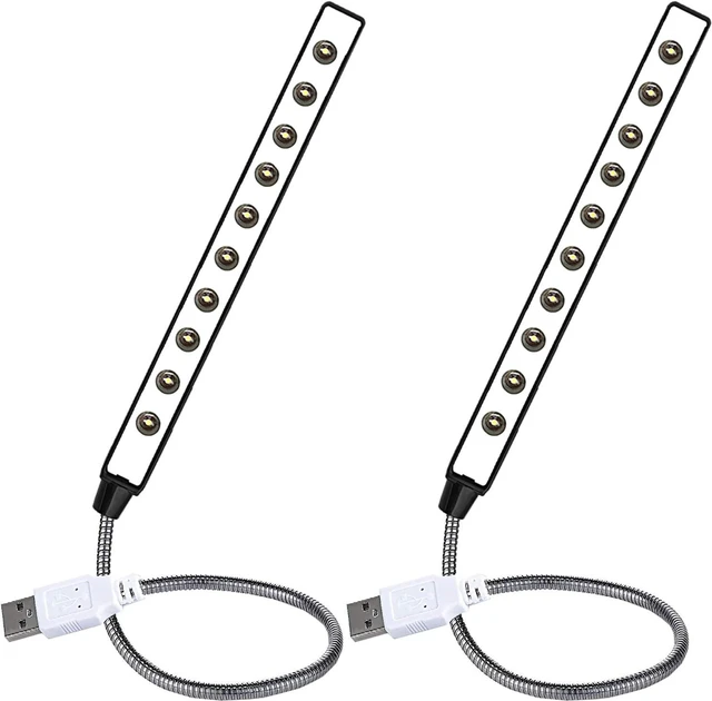 Main image of V TELESKY 2Pcs 10 Light Beads USB LED Light Flexible Gooseneck Lamp withfor Notebook Laptop, Desktop, PC and MAC Computer Keyboard (Black)