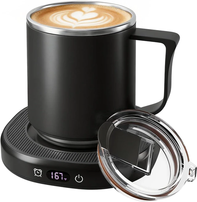 Alt view image 2 of 2 - Coffee Mug Warmer & Mug Set, Electric Beverage Milk Tea Water Cup Warmer for Desk, Candle Warmer Plate with 4 Temp. Setting, Auto Shut Off for Home Office Birthday Present