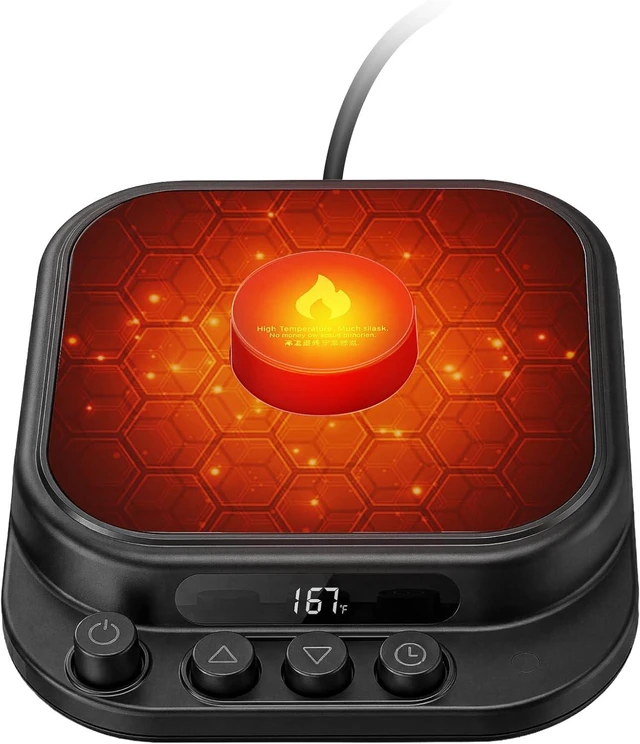 Alt view image 2 of 2 - Coffee Mug Warmer - Fastest Heating Mug Warmer with Temperature Display Smart Candle Warmer Ideal Coffee Gifts & Accessories,Settings & 1-12H Timer Auto Shut Off. Beverage Warmer for Coffee, Tea.