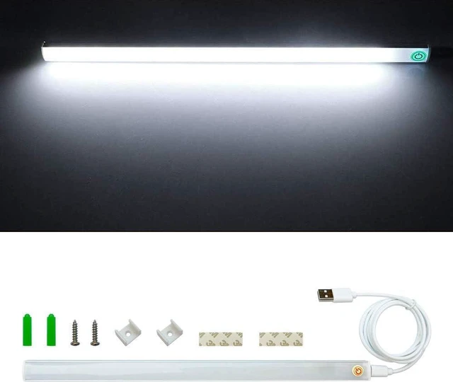 Main image of Dimmable USB 11.9" 6W LED Rigid Strip Hard Bar Light Tube Lamp DC5V Touch Switch Daylight White 6000K DR-5VTRB-DW
