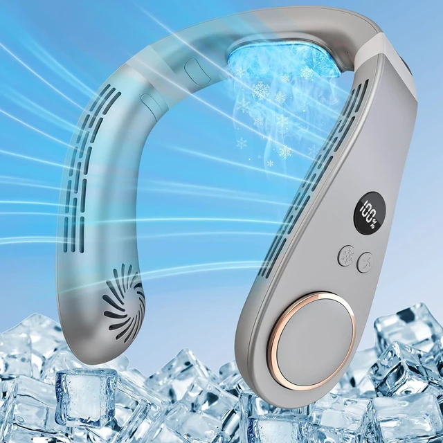 Main image of Neck Fan Rechargeable,Mini Portable Air Conditioners,Bladeless Neck Fans that Blow Cold Air,USB Personal Fan,Small Cooling Fan, Battery Neck Fans for Travel/Camping/Outdoor/Car/Office Grey Y