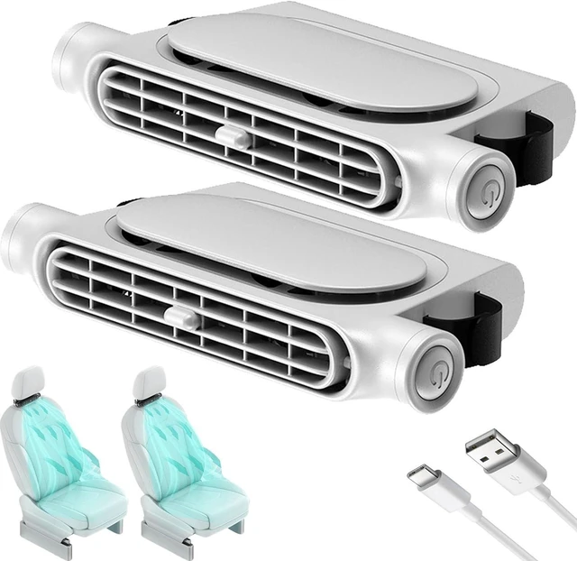 Main image of 2025 New Car Seat Cooling Fan, Car Rear Seat Headrest Cooling Fan, Mini Portable USB Rechargeable Backseat Cool Fans with 3 Adjustable Wind Speeds for All Cars Vehicle Jeep Van Rv Truck(2pcs White)