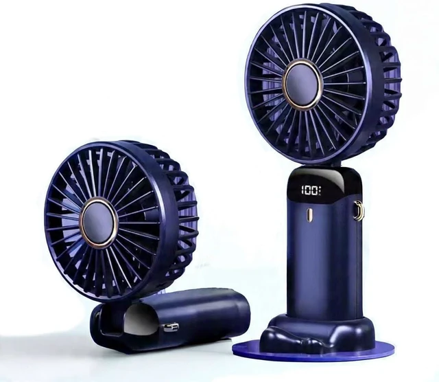 Main image of Handheld Mini FAN with LED Display, USB Rechargeable Mini Cooling Device with 5 Speeds, Foldable Personal Cooler for Travel, Office, Outdoor, Makeup