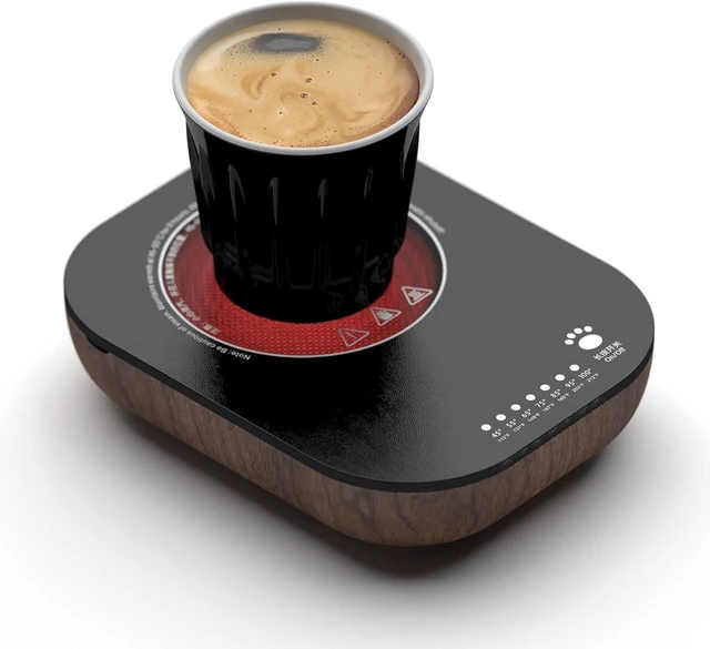 Main image of TMASTER Coffee Mug Warmer for Desk,Cup Warmer with Auto Shut Off,7 Temperature Settings,Smart Electric Beverage Warmer for Coffee, Candle Wax Cup Warmer Heating Plate (Black Walnut Violent Cat 240W)