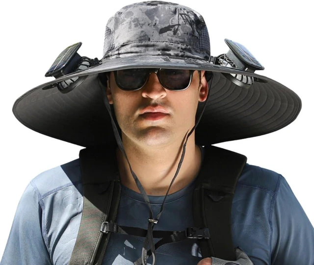 Main image of Wide Brim Solar Fan Outdoor Fishing Hat-Solar & USB Charging, Sunscreen Sun Hat with Fan, Solar Fan Hat Upf50+