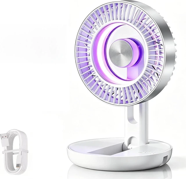 Main image of 2026 New 3-in-1 USB Desk Fan, Portable Rechargeable Collapsible Fan, 5-Speed Adjustment Quiet Rechargeable Table Fan, Magnetic Noise Reduction Motor LED Colorful Light Show for Bedroom Office (white)