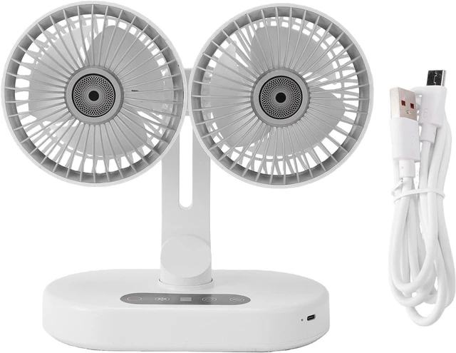 Main image of Pssopp Dual Head Desk Fan, USB Oscillating Cooling Fan Digital Display Air Circulator with Smart Timer for Home Office Dorm Travel