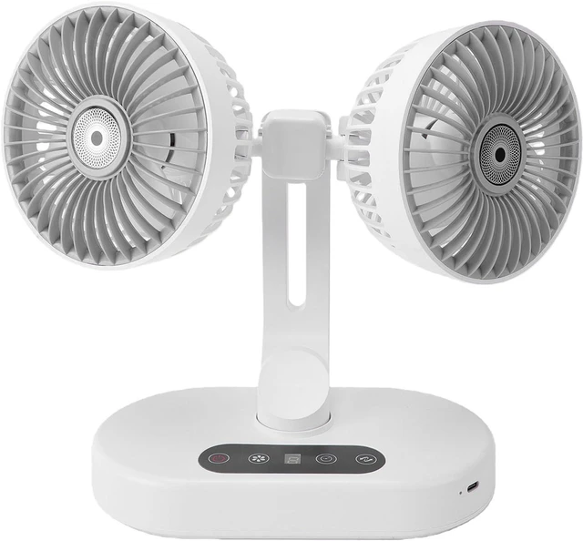 Main image of POCREATION Dual Head Desk Fan USB Oscillating Cooling Fan with Smart Timer Digital Display for Home Office Dorm Travel
