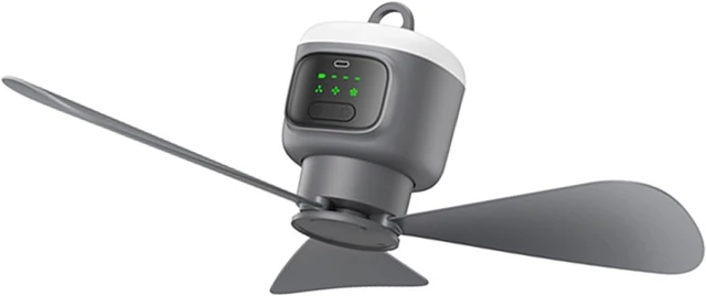 Main image of Rechargeable Ceiling Fan with Remote Control 3 Speed and Adjustable Light for Camping Tents Dorms Hanging Fan Rechargeable Camping Light with USB Charging