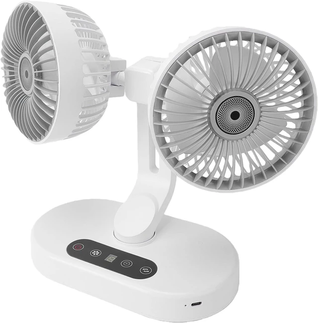 Main image of Dpofirs Dual Head Desk Fan, Automatic Oscillating USB Cooling Fan with Smart Timer and Digital Display, for Home Office Desk