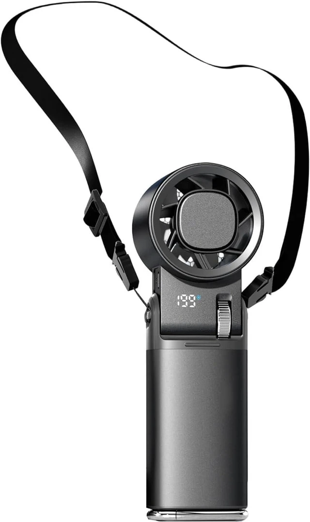 Main image of Lightweight Folding Ice Compress High Speed Cooling Fan, USB Rechargeable with 199 Adjustable Speeds for Hiking Camping USB Rechargeable Handheld Fan