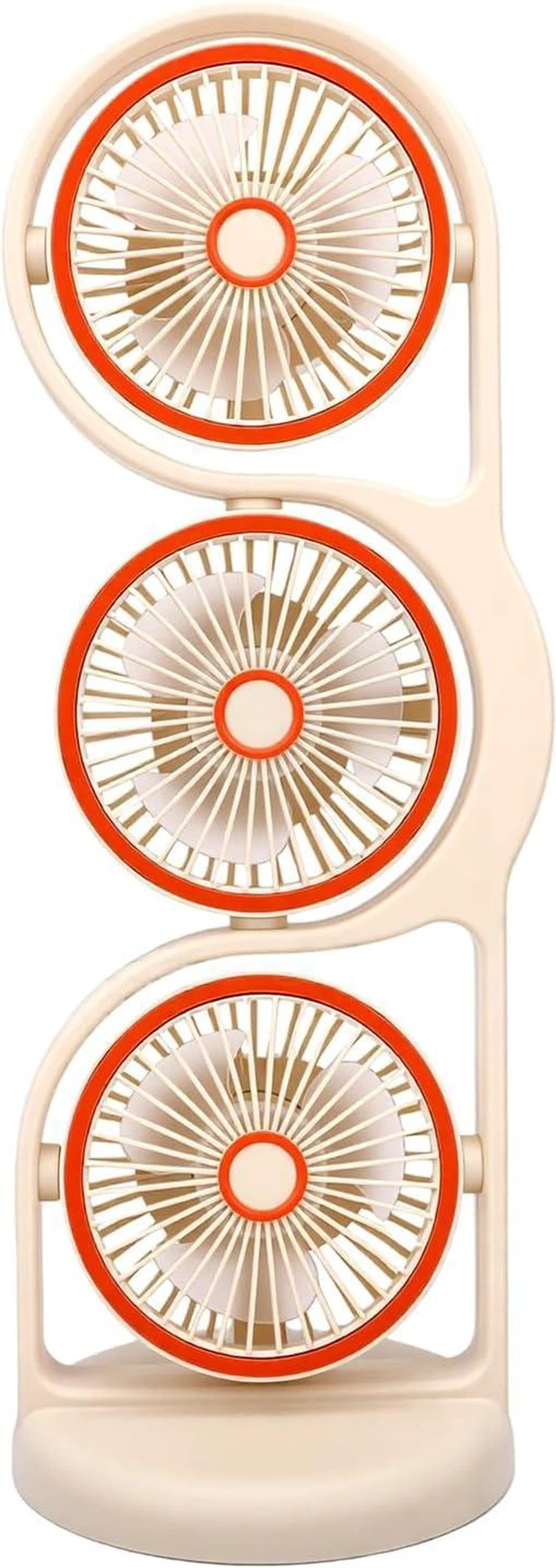 Main image of Zerodis Desk Cooling Fan, Triple Head Table Fan with Ergonomic Handle 5 Speed Modes Fast Cooling 45 Degree Inclined Angle USB Rechargeable Powerful Airflow for Office Travel Summer (Beige)