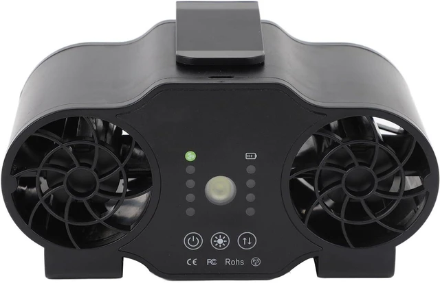 Main image of SENECESLI Clamp/Holder On Waist Fan with 4 Speeds & Reverse Rotation, USB Rechargeable 16000mAh Portable Cooling Fan for Summer, Hanging Neck with Strong Wind & LED Light (16000mah)