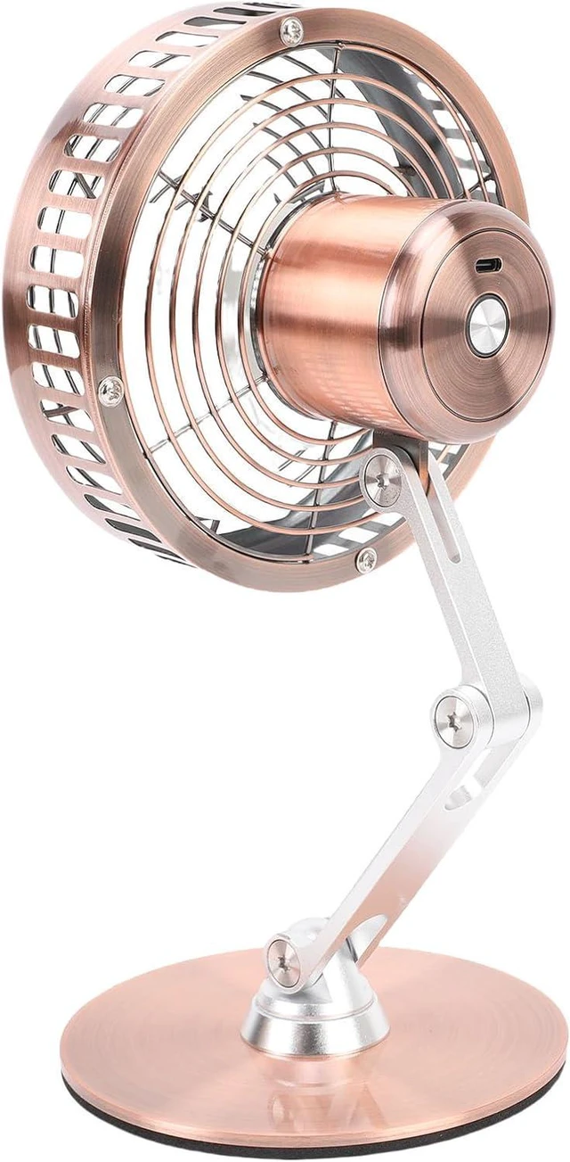 Main image of Small USB Desk Fan 3 Speed Adjustable Quiet Metal Retro Desktop Fan for Sleep Study (Bronze)