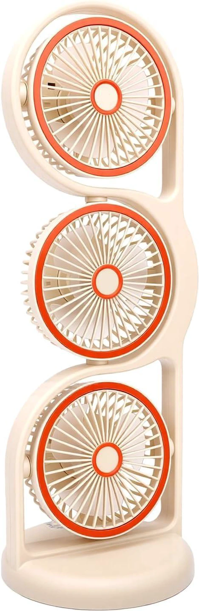 Main image of Desk Fan, Triple Head 360 Full Room Air Circulator, Portable USB Personal Cooling Fan, Quiet Desktop Table with 5 Speeds Handle for Home Office Dorm Bedroom Camping (Beige)