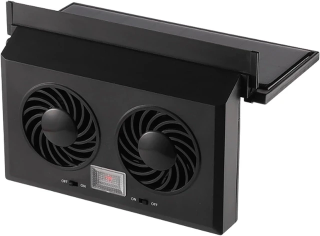 Main image of Solar Powered Car Fan - Double-Head Easy Installation Effective | Vehicle Ventilator Radiator Fans | for Backseat Frontseat Adults Lovers Families Friends Women