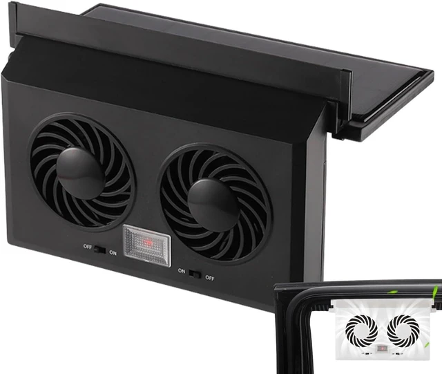 Main image of Solar Powered Car Exhaust Fan, Double-Head Easy Installation Effective, Car Air Purifier Window Fans, for Backseat Frontseat Adults Lovers Families Friends Women