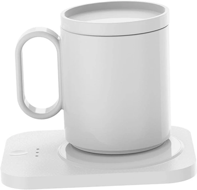 Main image of Coffee Warmer and Mug Set, Electric Beverage Warmer 3 Temperature Setting for Office Valentine's Day Gifts, White
