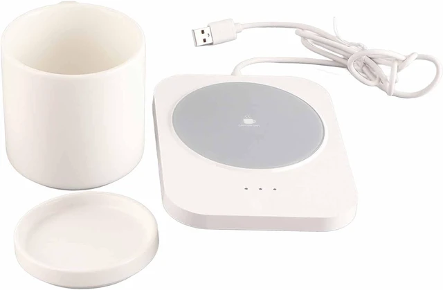 Main image of Cup Warmer USB Powered with 3 Temperature Settings 50 55 60 for Desk Use at Home or Office (White)