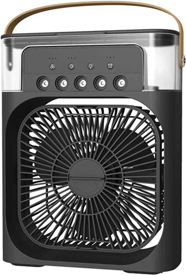 Main image of Portable Turbo Fan, 3 In 1 Portable Fan Air Conditioners USB Electric Cooler LED Night Light for Outdoor Indoor(Black)