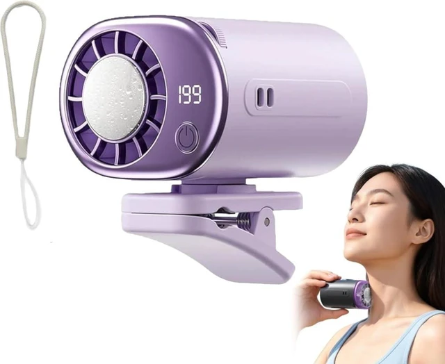 Main image of 2026 Car Clip On Air Conditioner Fan with LED Display, 360° Rotation Adjustable 199 Speeds, USB Rechargeable Portable Cooling Fan with Wide Clamp,60.8°f Semi-Cooling for Home, Office Campin(Purple)
