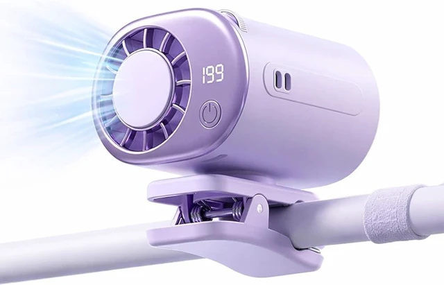 Main image of 2026 Car Clip On Fan With LED Display, 360° Rotation, 200 Speeds, 2000mAh USB Rechargeable, Dual Air Outlets For Backseat Baby Cooling(Purple)