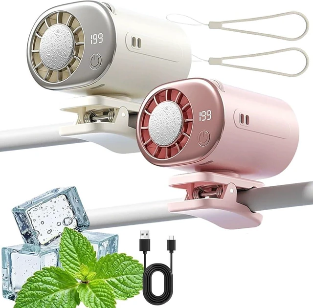 Main image of Car Clip on Air Conditioner Fan with LED Display 360° Rotation, Portable Silent Mini Bladeless Electric Fan, Car Fans That Blow Cold Air Back Seat(Pink white)