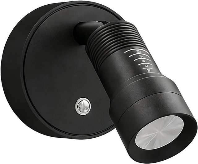 Main image of 2W USB Rechargeable Magnetic LED Spotlight,3 Color Temperature Stepless Dimmable Wall Lamp,8-60° Adjustable Beam Angle Zoomable Reading Light Cordless Bedroom Lamp,Black(Pack=1)