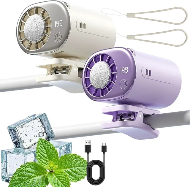 Main image of Car Clip on Air Conditioner Fan with LED Display 360° Rotation, Portable Silent Mini Bladeless Electric Fan, Car Fans That Blow Cold Air Back Seat(White purple)