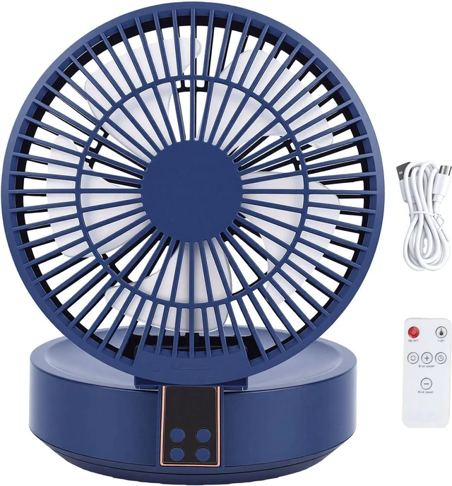 Main image of Yctze Table Air Circulator Fan, 3 Speed Adjustable with Remote Control and Night Light, Built in 4000mAh Battery for Dormitory Home Office