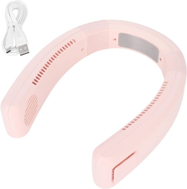 Main image of Neck Fan USB Charging 80 Holes 4000 to 5500rpm High Poly Wind Wearable Fan Portable Fan for Household Outdoor (Pinkish)