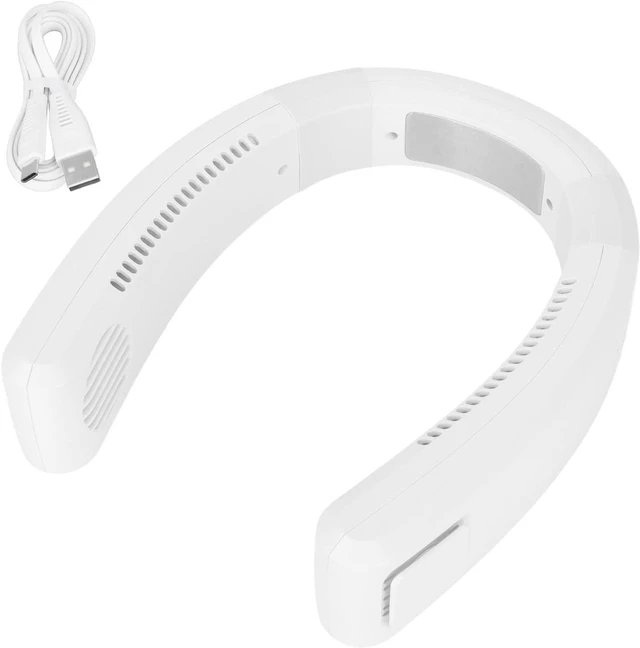 Main image of Neck Fan USB Charging 80 Holes 4000 to 5500rpm High Poly Wind Wearable Fan Portable Fan for Household Outdoor (White)