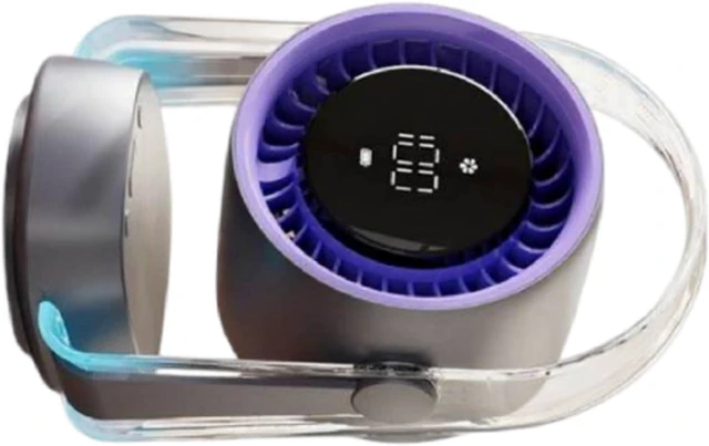 Main image of Rechargeable Fan 100Wind Speeds Auto Swing Whispers Quiet Operate Blue Night Light for Gym Computer Use Rechargeable Battery Powered Cooling Fan
