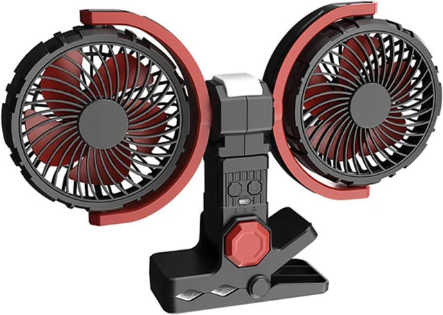 Main image of USB Rechargeable Head Cooling Fan, 3-Speed Quiet Desktop 4000mAh Battery for Travel School Living Room Camping Rechargeable Twin Head Desk