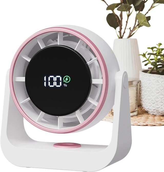 Main image of Desk Fan | LED Battery Powered Small Blower - Summer Personal Fan for Desktop | for Living Room Bedroom Kitchen Bathroom Home Dorm Travel Hiking Beach Men Women