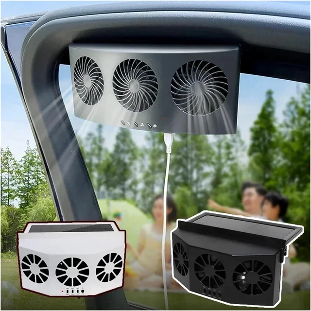 Main image of Exhaust Fan, Car Exhaust Fan USB Rechargeable/solar Air Circulation Cooling and Heat Dissipation High Wind Power 3 Head Ventilation Fan(White 3 Fan USB)
