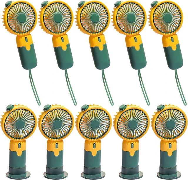 Main image of 10 Pcs USB Rechargeable Fan, Handheld Mini Fan, 6.1 in, 1-3H Battery, Green Personal Fan, Desk Fan for Dorm, Office