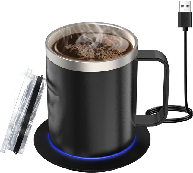 Main image of Coffee Mug Warmer with Cup and Lid Auto Heat 131-149 Intelligent Constant Temperature 12.3oz Double Layer Food Grade 304 Stainless Steel Beverage Cup Warmer Thermal