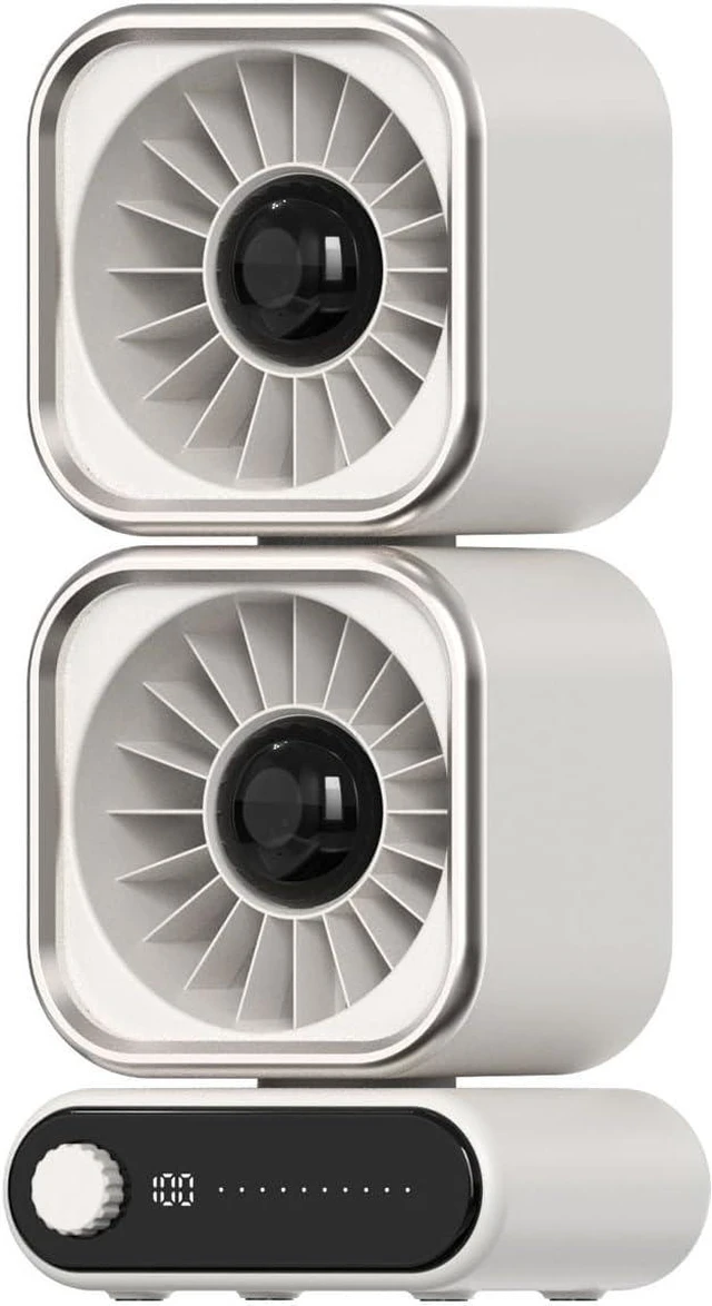 Main image of Two Head USB Desk Fan with 4000mAh Battery 100 Settings Adjustable Powerful Cooling for Home Smooth Function Double Motor Fan