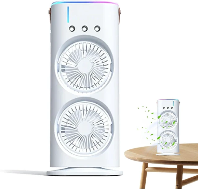 Main image of Portable Mist Fan - Both Ends Cooling Mister Fan, Humidifier Fan with LED Light, Travel, Camping, Room, Bedroom, Home, Personal Cooling, Personal Air Cooler for Humidifier
